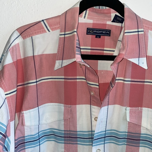 Men's Roper Western Plaid button down Shirt. - Picture 3 of 7